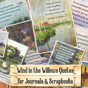 Wind in the Willows Quotes, Junk Journal Kit, Download and print upon purchase