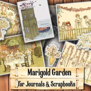 Kate Greenaway, Marigold Garden, Junk Journal Kit, Descargar e imprimir al momento de la compra