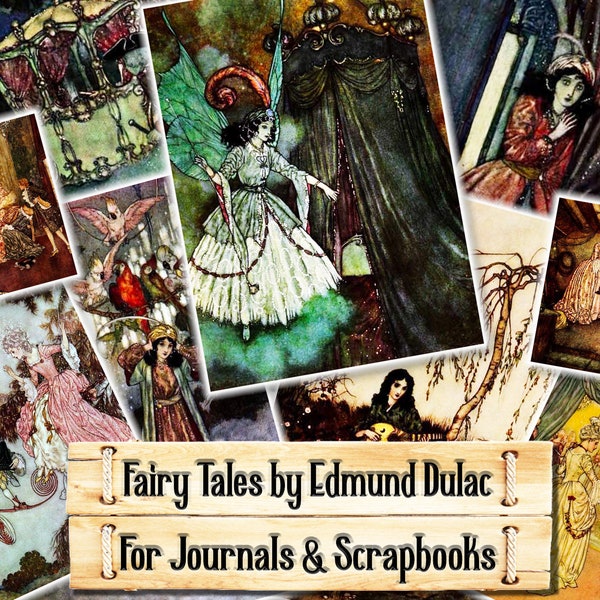 Fairy Tale Ephemera, Part 2, Art by Edmund Dulac, Junk Journal Kit, Download and print upon purchase