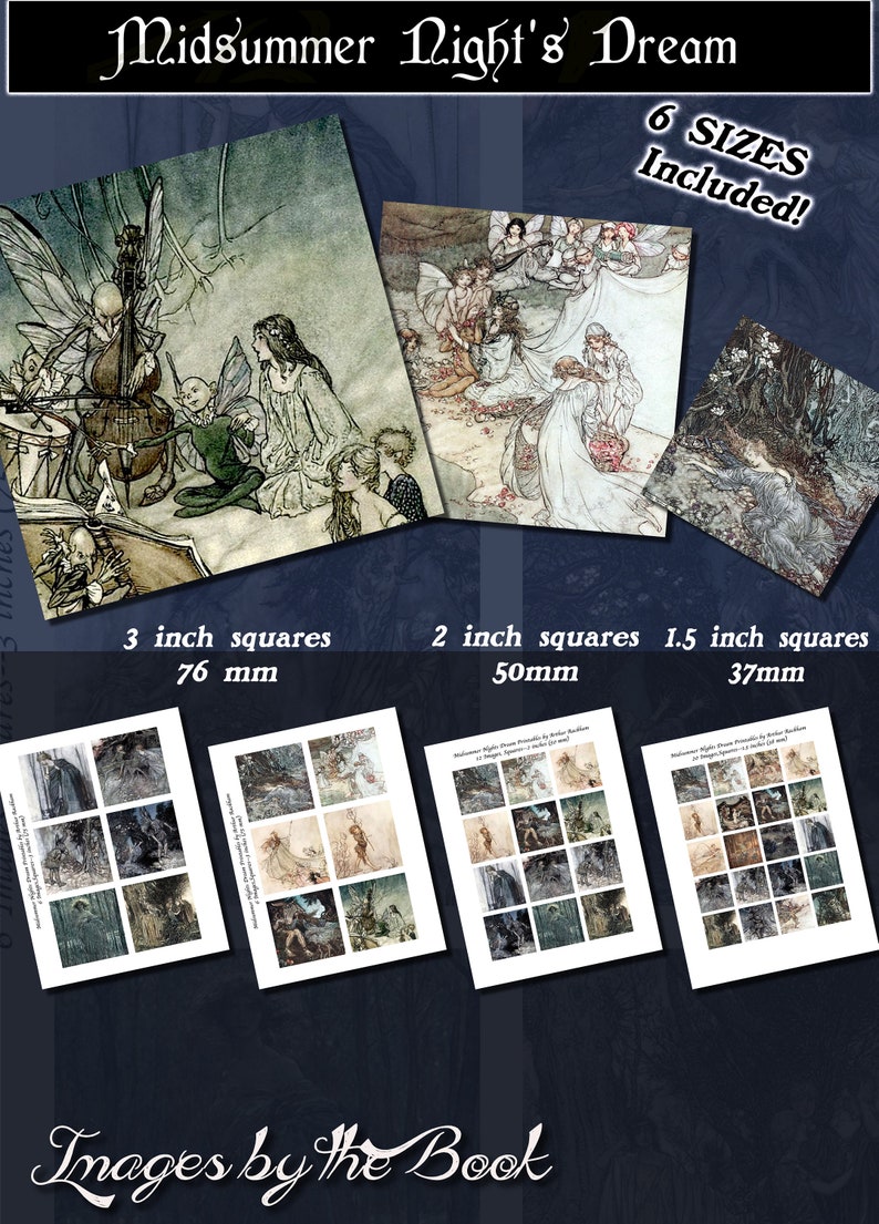 Midsummer Nights Dream Prints Arthur Rackham Art Squares and | Etsy
