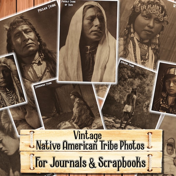 Native Americans Art, Vintage Photos, Junk Journal Kit, Download and print upon purchase