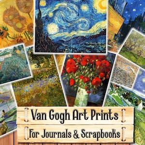 Impressões artísticas de Van Gogh, Junk Journal Kit, baixe e imprima na compra
