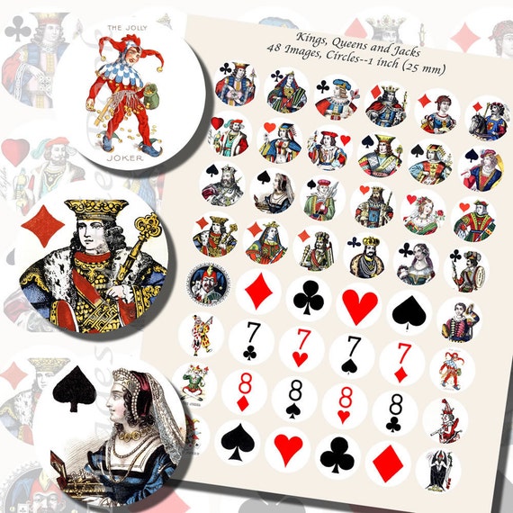 Kings Queens Jacks and Jokers Playing Card Printables ONE Etsy
