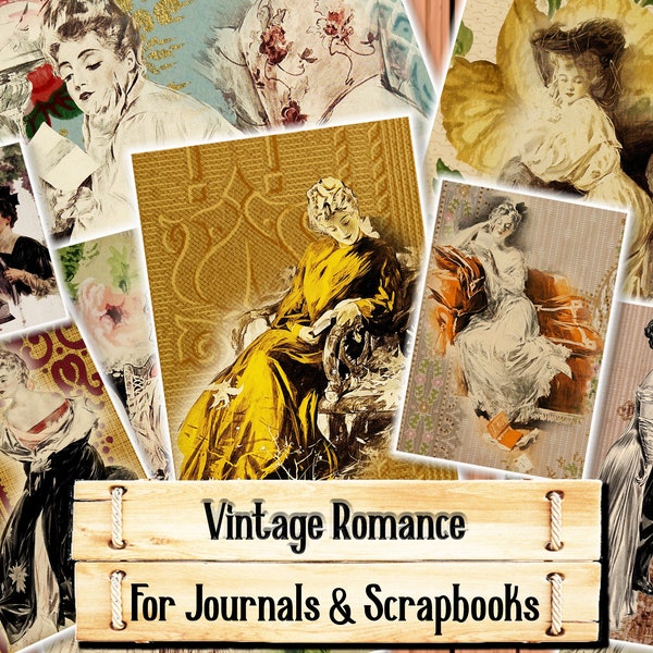 Vintage Romanze, 1900er Mode Ephemera, Junk Journal Kit, Download und Druck nach Kauf