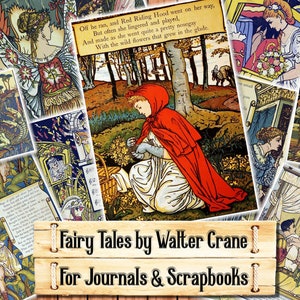 Éphémères de contes de fées, partie 3, oeuvre de Walter Crane, kit de journal indésirable, téléchargement et impression dès l'achat