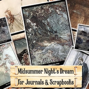 Midsummer Nights Dream Prints, Arthur Rackham Art, Junk Journal Kit, Scarica e stampa al momento dell'acquisto
