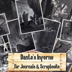 Dante's Inferno Art, Junk Journal Kit, Downloaden en afdrukken bij aankoop