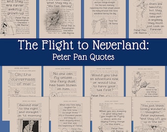 Peter Pan | Quotes | Fairytale Art | Childrens Book| Junk Journal and Scrapbook Digital Download