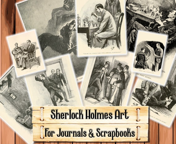 Sherlock Holmes Art Prints, Junk Journal Kit (Digital Download)