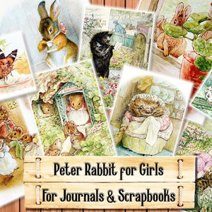 Beatrix Potter Books, Girls Nursery Decor, Junk Journal Kit, Download and print upon purchase