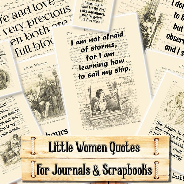 Little Women Quotes, Louisa May Alcott Prints, Junk Journal Kit, Download and print upon purchase