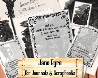 Jane Eyre Quotes, Junk Journal Kit, Download and print upon purchase