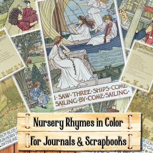 Mother Goose Nursery Rhymes, Part 2, Junk Journal Kit, Download and print upon purchase