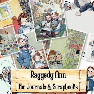 Raggedy Ann Books, Junk Journal Kit, Descargar e imprimir al momento de la compra