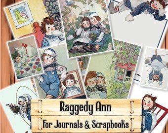 Raggedy Ann Books, Junk Journal Kit, Download and print upon purchase
