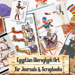 Egyptian Heiroglyph Art, Junk Journal Kit, Download and print upon purchase