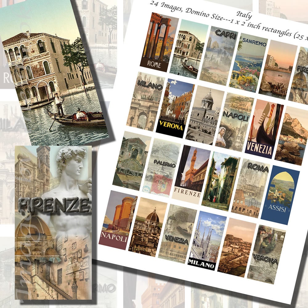 Italy Printables DOMINO SIZE 1x2 Inches 25x50 Mm AND Mini Etsy