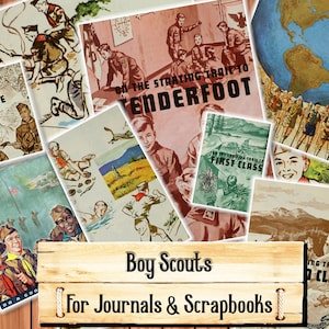 Vintage Boy Scout Handbook Illustrations, Junk Journal Kit, Download and print upon purchase