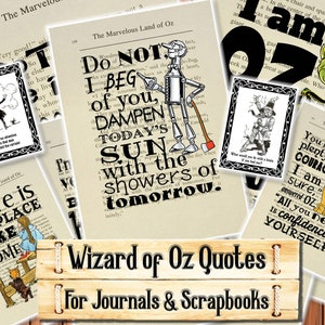 Citas maravillosas del Mago de Oz, kit de diario basura, descargar e imprimir al realizar la compra