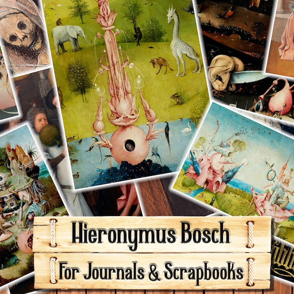 Hieronymus Bosch Art, Junk Journal Kit, Download and print upon purchase