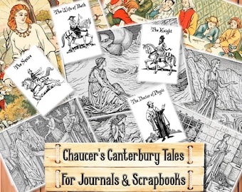Chaucer's Canterbury Tales, Junk Journal Kit (Digital Download)