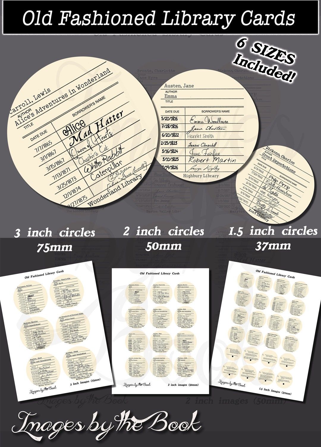 Old Fashioned Library Cards and Card Catalog Cards Round Etsy