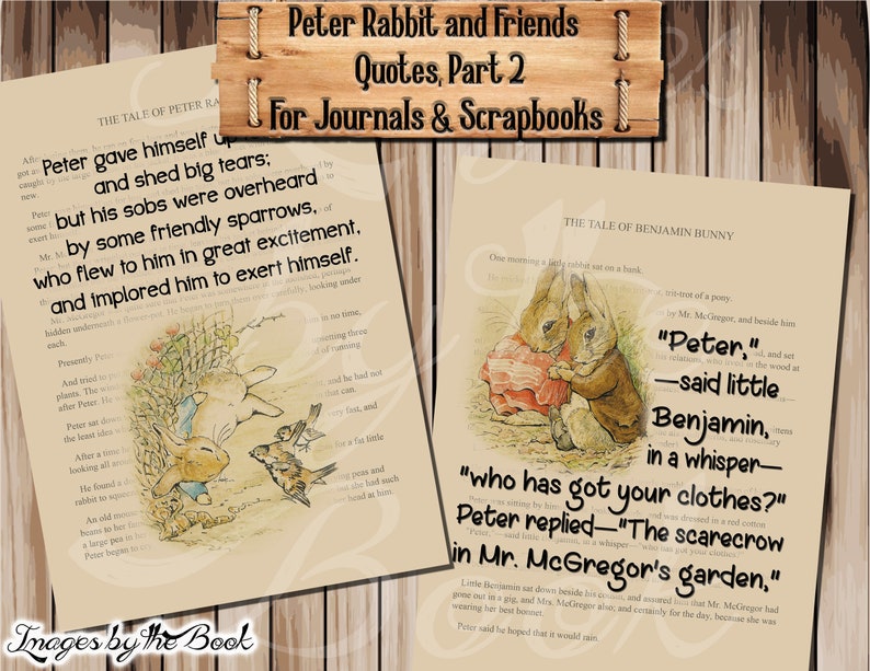 Peter Rabbit Sparrows Beatrix Potter Book Quotes #2, Peter Rabbit and Friends, Junk Journal ...