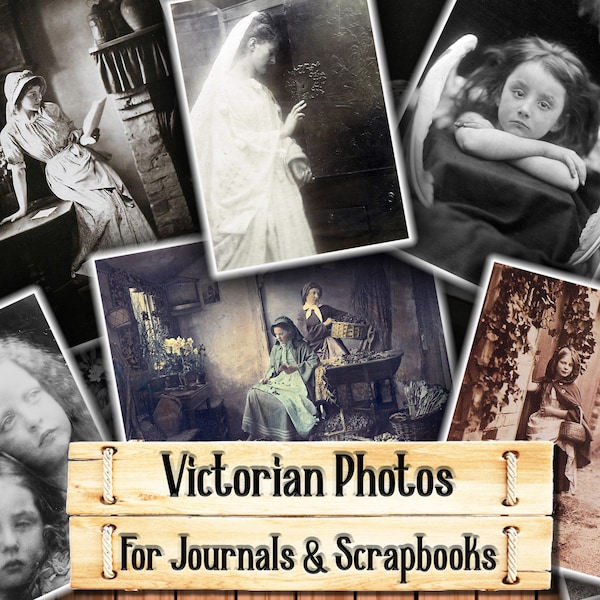 Victorian Photographs, Julia Margaret Cameron, Henry Peach Robinson, Junk Journal Kit, Download and print upon purchase