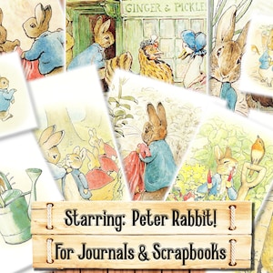 Beatrix Potter Nursery Decor, Peter Rabbit, Junk Journal Kit, Download and print upon purchase