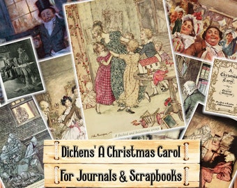 Ilustrações de Um Conto de Natal de Dickens, Kit para Diário de Arte (Download Digital)