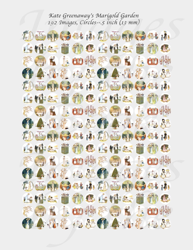 Digital Collage Sheets ONE INCH CIRCLES 25mm Victorian Children Playing with 1.25 inch size included