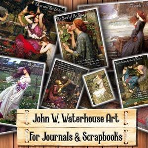 John William Waterhouse Kunst, Junk Journal Kit, Download und Druck beim Kauf