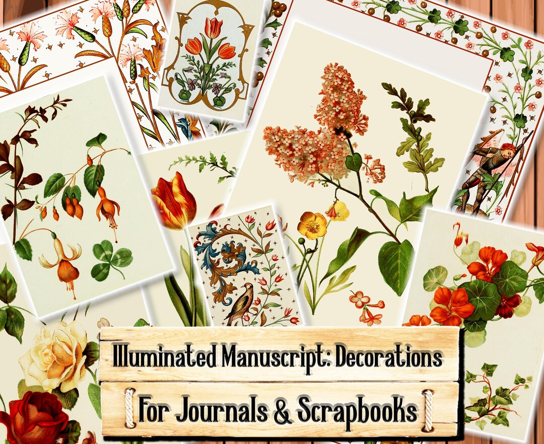 Illuminated Manuscript Decorations, Junk Journal Kit, Download and ...