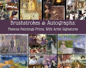 Famous Paintings | Classic Art Collage | Artist Signatures | Junk Journal and Scrapbook Digital Download