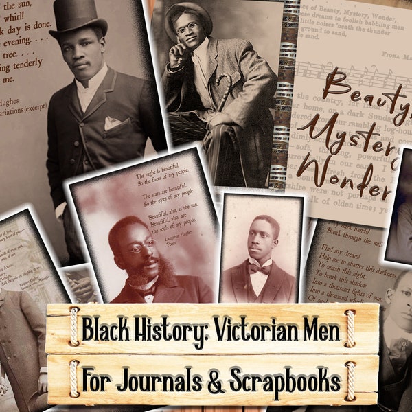 Black History, Vintage Photos of Men from the Late 1800's and Early 1900's, Junk Journal Kit, Download and print upon purchase