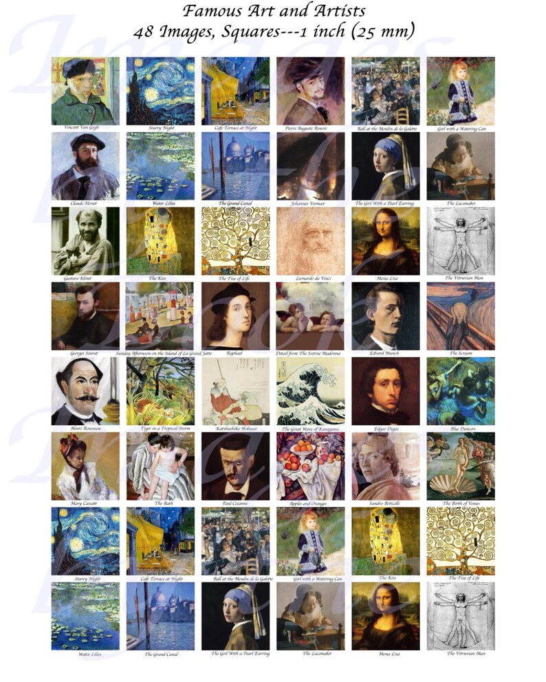 Famous Paintings Prints Squares and Rectangles With 6 Sizes Etsy