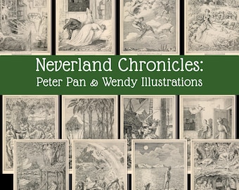 Peter Pan | Fairytale Art | Childrens Book | Junk Journal and Scrapbook Digital Download