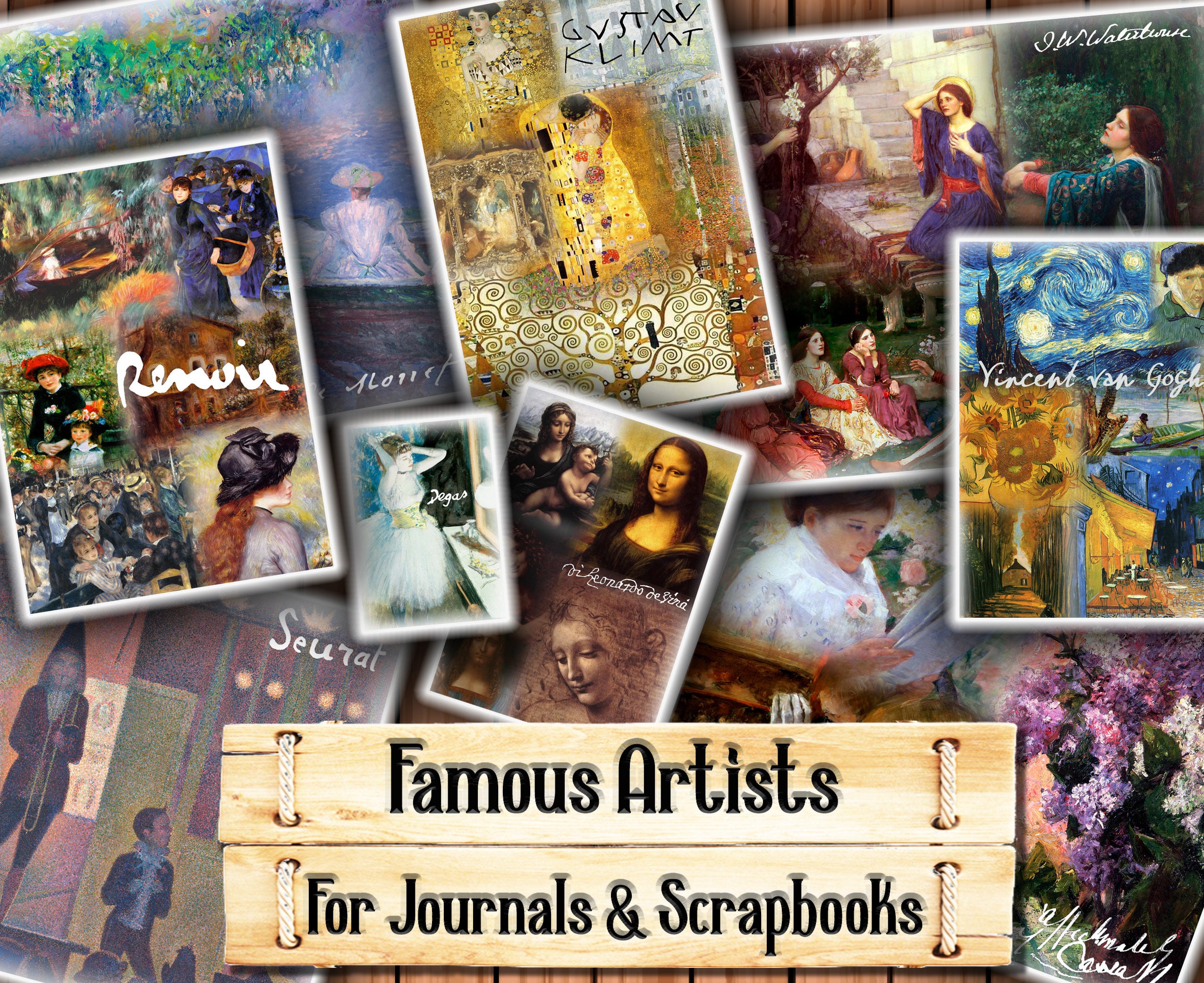 Famous Paintings Prints With Artist Signatures Junk Journal Etsy