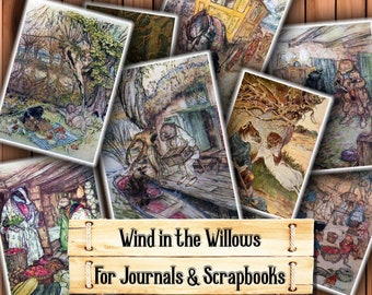 Wind in the Willows Prints, Junk Journal Kit, Download and print upon purchase