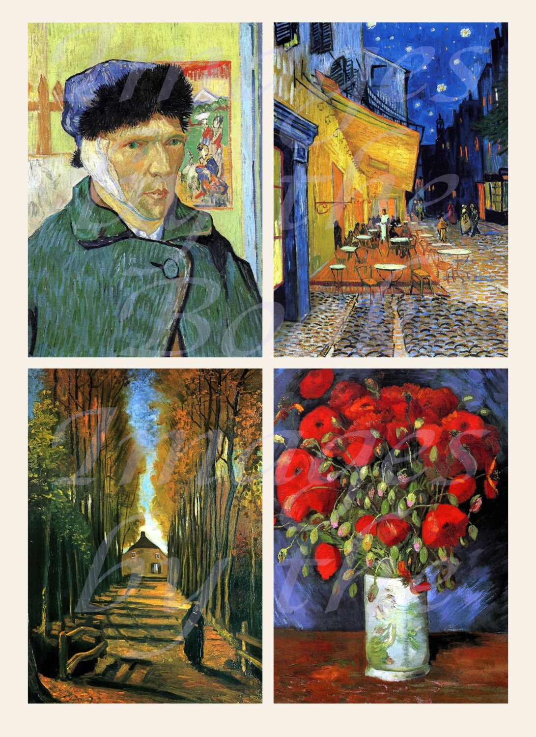 Famous Paintings by Van Gogh Digital Collage Sheets Note Etsy