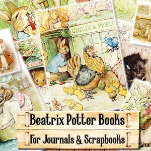 Beatrix Potter Bücher, Peter Rabbit and Friends, Junk Journal Kit, Download und Druck beim Kauf