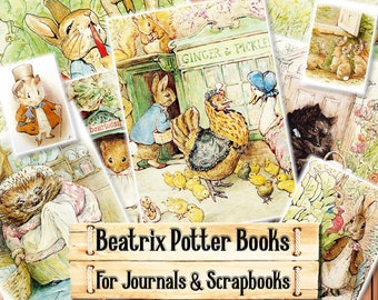 Beatrix Potter Books, Peter Rabbit and Friends, Junk Journal Kit, Downloaden en afdrukken bij aankoop
