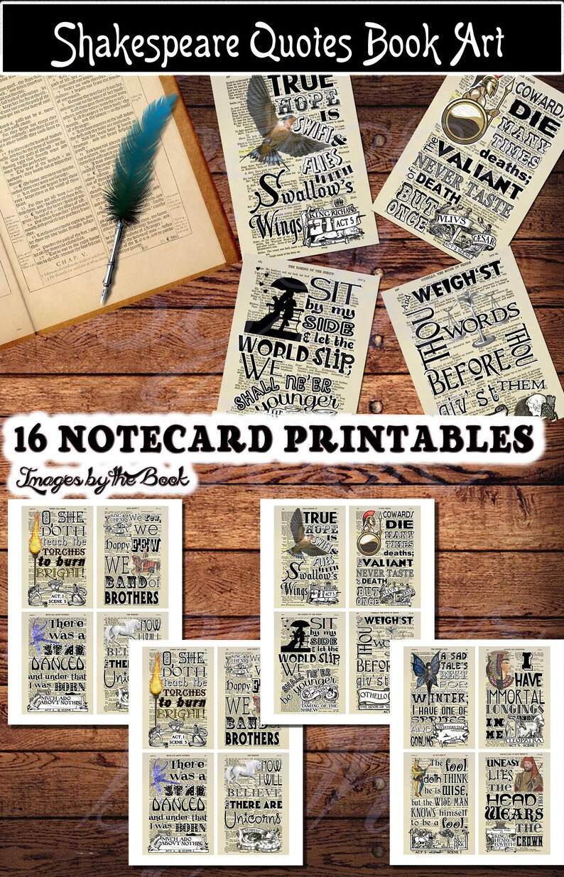 Shakespeare�s Citaten Boek Kunst Briefpapier Set Etsy