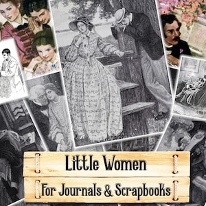 Piccole donne Arte, stampe di Louisa May Alcott, kit di diario spazzatura, scarica e stampa dopo l'acquisto