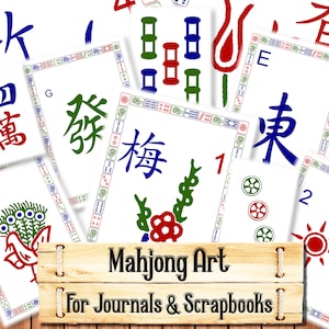 Mahjong Tiles, Junk Journal Kit, Download and print upon purchase
