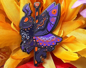 Mothman cryptid carousel hard enamel pin