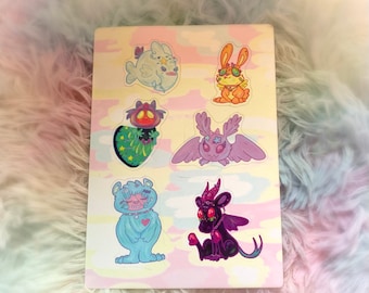 Fairy Kei Cryptids sticker sheet