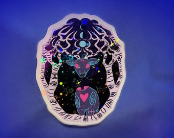 Starry forest deer sticker