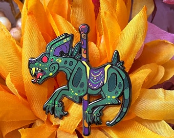 Chupacabra cryptid carousel hard enamel pin