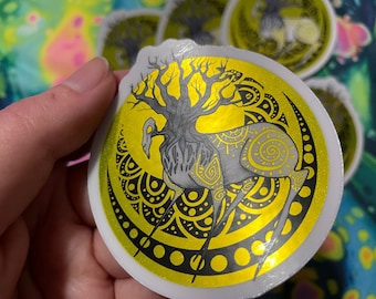 Sacred tree golden sticker